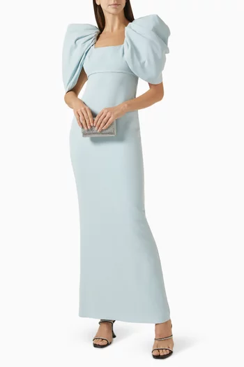 Puff-sleeve Gown in Crepe