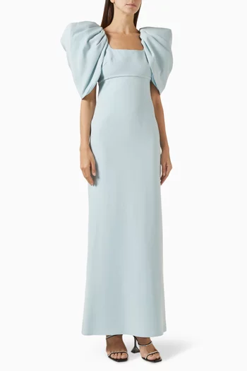 Puff-sleeve Gown in Crepe