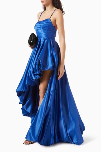 Ruched High-low Gown in Satin