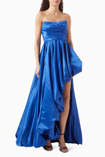 Ruched High-low Gown in Satin