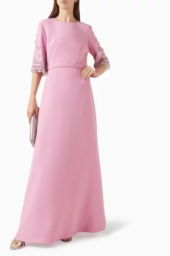 Bead-embellished A-line Gown in Crepe