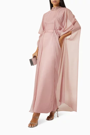 Mabel Embellished Dress in Silk & Chiffon