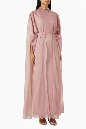 Mabel Embellished Dress in Silk & Chiffon