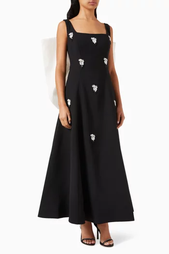 Bead-embellished Maxi Dress in Crepe