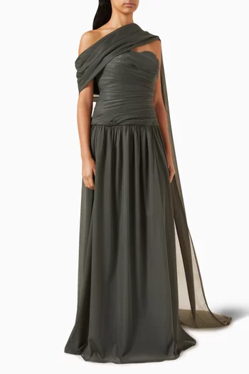 Draped Maxi Dress in Chiffon