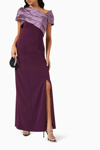 Draped Maxi Dress in Lycra & Taffeta