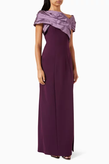 Draped Maxi Dress in Lycra & Taffeta