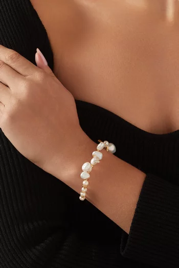Mixed Pearl Bracelet in 18kt Gold-plated Brass