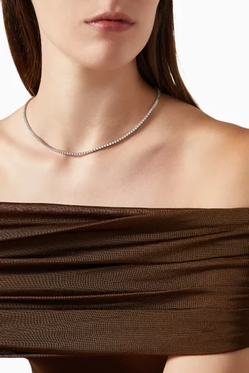 Classic Tennis Necklace in Rhodium-plated Recycled Sterling Silver