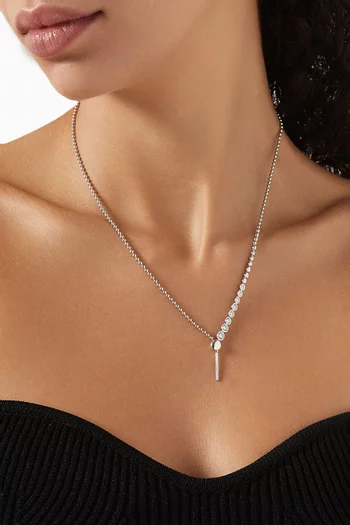 Beaded Stone Slider Lariat Necklace in Rhodium-plated Recycled Sterling Silver