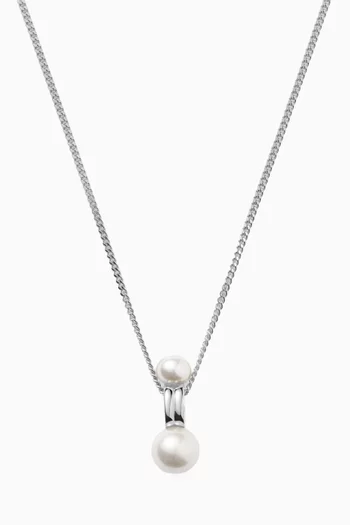 Pearl Ridge Pendant Necklace in Rhodium Plated on Sterling Silver