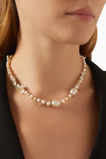 Mixed Pearl Statement Necklace in 18kt Recycled Gold Plated Brass