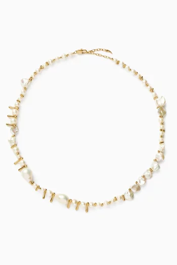 Mixed Pearl Statement Necklace in 18kt Recycled Gold Plated Brass
