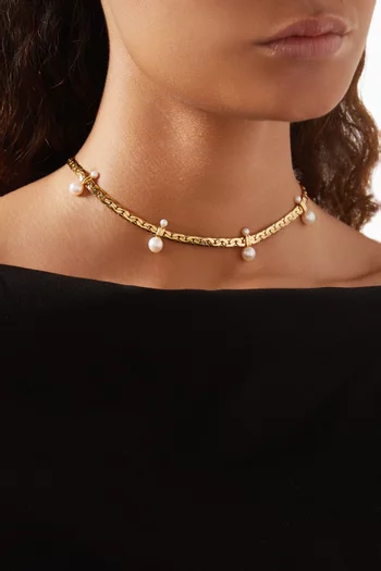 Floating Pearl Cobra Choker in 18kt Recycled Gold-plated Brass