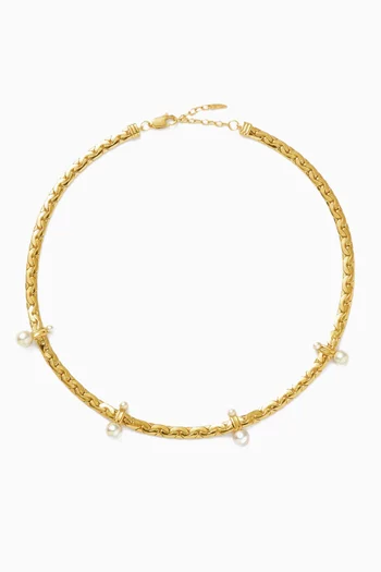 Floating Pearl Cobra Choker in 18kt Recycled Gold-plated Brass