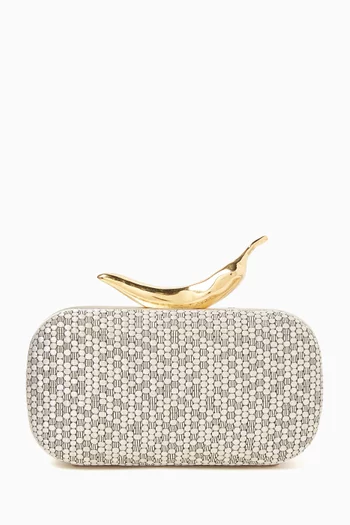 Chili Honeycomb Box Clutch in Acetate