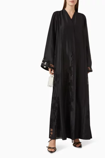 Bead-embellished Abaya in Rayon Blend