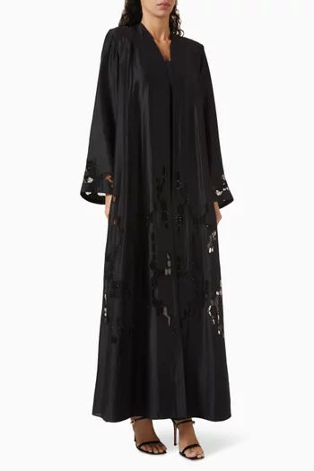 Bead-embellished Abaya in Tencel Blend
