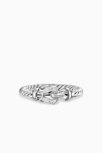 Petite Diamond Buckle Ring in Sterling Silver & 14kt Gold