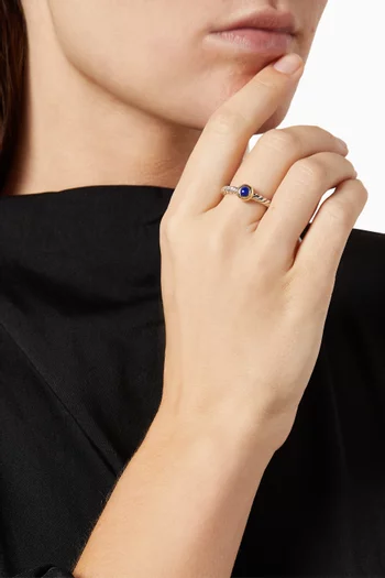 Petite Cable Lapis Lazuli Ring in Sterling Silver & 14kt Gold