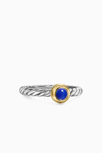 Petite Cable Lapis Lazuli Ring in Sterling Silver & 14kt Gold