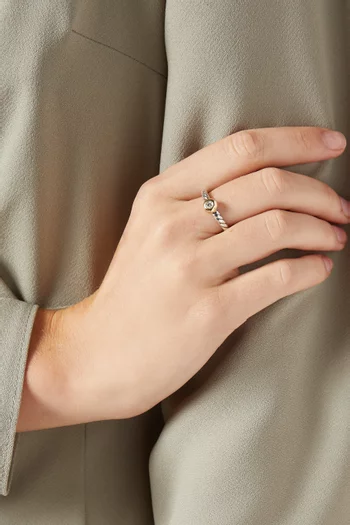 Petite Cable Diamond Ring in Sterling Silver & 14kt Gold