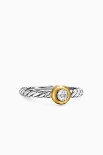Petite Cable Diamond Ring in Sterling Silver & 14kt Gold