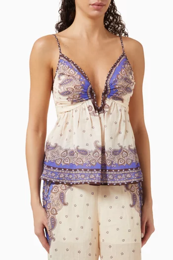 Maxine Plunge Cami Top in Ramie