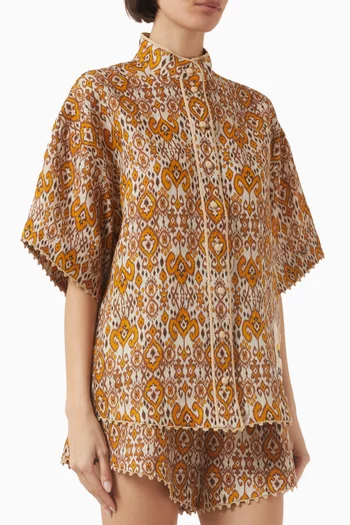 Wylie Printed Shirt in Linen