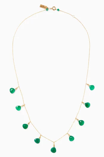 قلادة جيبسي كبيرة مرصعة بالعقيق ذهب أصفر عيار 18