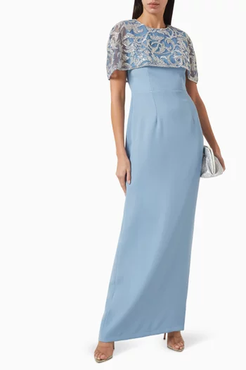 Embellished Maxi Dress in Crepe