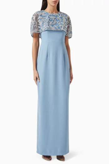 Embellished Maxi Dress in Crepe
