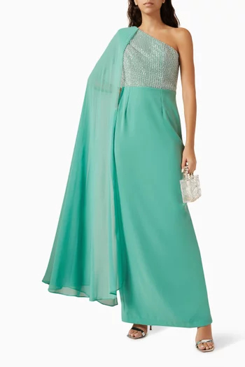 One-shoulder Embellished Gown