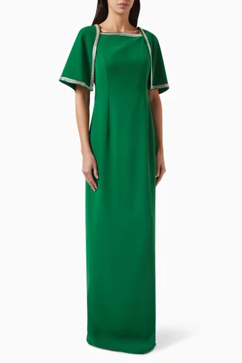 Embellished Maxi Dress in Crepe