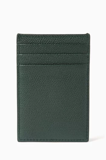 Flag Card Holder in Pebbled Leather