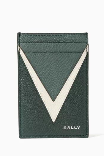 Flag Card Holder in Pebbled Leather