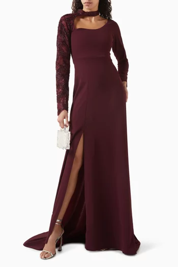 Remi Embroidered Slit Gown