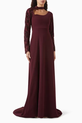 Remi Embroidered Slit Gown