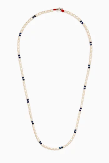 Cash Lapis Pearl Necklace in Sterling Silver