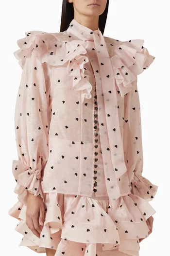 Crush Embroidered Blouse in Linen Blend