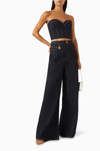 Crush Corset Top in Cotton-denim