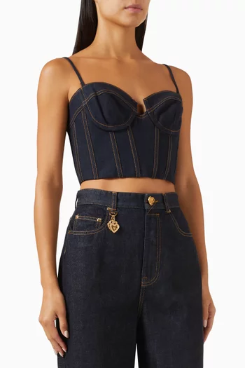 Crush Corset Top in Cotton-denim