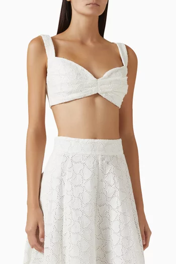 Crush Embroidered Bralette in Linen