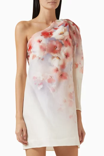 Crush Asymmetrical Mini Dress in Silk Blend