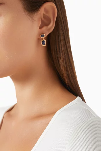 The Lapis Drop Earrings in Gold-plated Brass