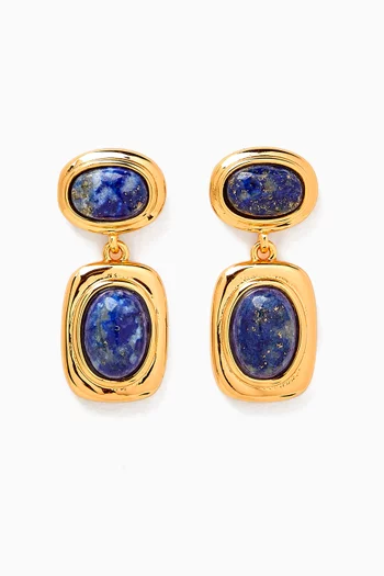The Lapis Drop Earrings in Gold-plated Brass