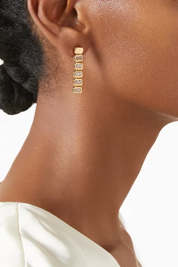 The Bianca Bezel Drop Earrings in Gold-plated Brass