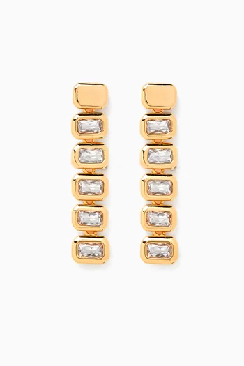 The Bianca Bezel Drop Earrings in Gold-plated Brass