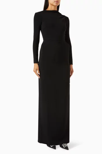 Cape Open-back Gown in Stretch Crepe