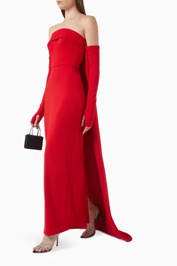 Nora Side-cape Gown in Lycra Crepe